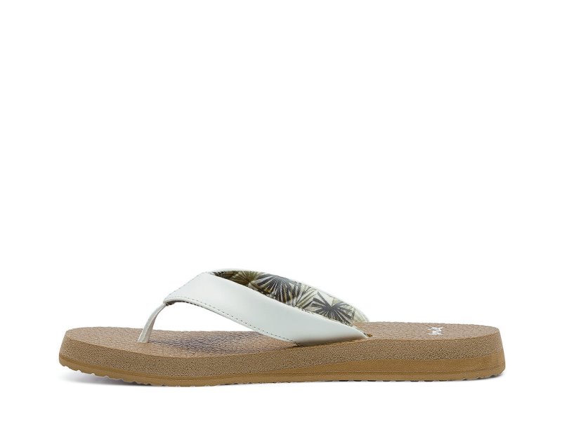 Sanuk Yoga Mat Cushioned Women's Flip Flops White / Brown | Canada 54AHK